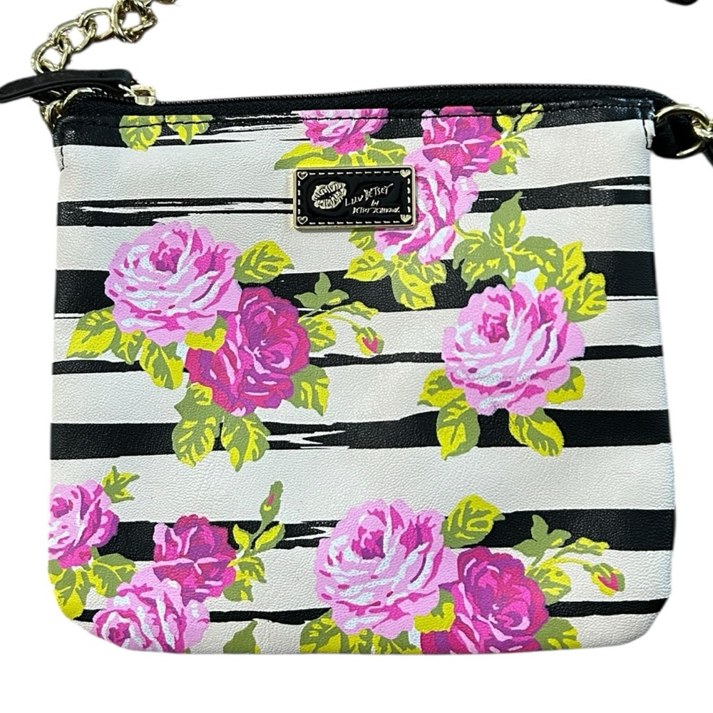LUV Betsey by Betsey Johnson Floral Stripe Crossbody Bag - Picture 1 of 7